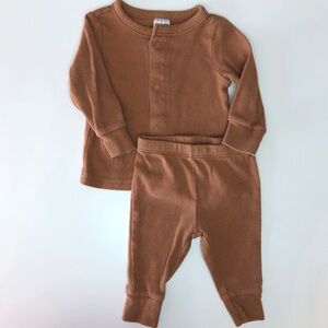 Tan Ribbed Matching Pant Set 3 Months